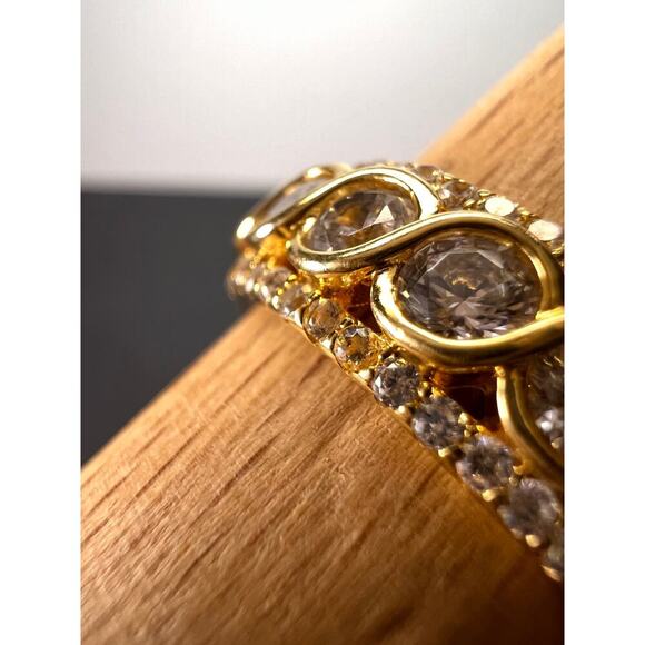 CZ gold over Sterling eternity band mens ring size 11 - Picture 4 of 11